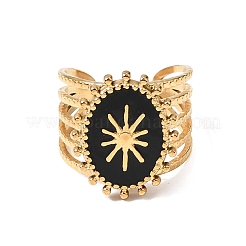 304 Stainless Steel Enamel Cuff Open Rings&nbsp;RJEW-Z139-01G
