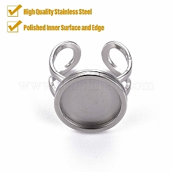 Tarnish Resistant 201 Stainless Steel Cuff Ring Findings&nbsp;STAS-S080-040C-P