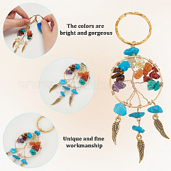 12Pcs 6 Styles Tree of Life Gemstone Keychians&nbsp;KEYC-GO00004