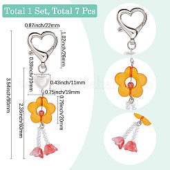 7Pcs 7 Colors Acrylic Flower Pendant Decorations&nbsp;HJEW-SC0002-09