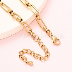 304 Stainless Steel Long Oval Link Chain Anklets&nbsp;AJEW-A057-10G