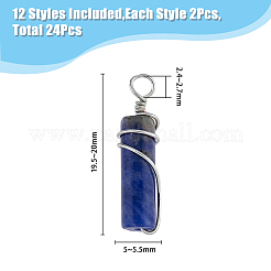 24Pcs 12 Style Natural Gemstone Pendants&nbsp;FIND-FH0006-41