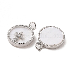 Brass Pendants Pave Shell&nbsp;X-KK-L208-76P