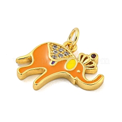 Brass Micro Pave Clear Cubic Zirconia Pendants&nbsp;KK-R159-18G-04