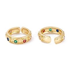 Brass Micro Pave Cubic Zirconia Cuff Rings&nbsp;RJEW-M138-09G