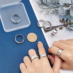 16pcs 4 Size 201 Stainless Steel Grooved Finger Ring Settings&nbsp;STAS-UN0044-29