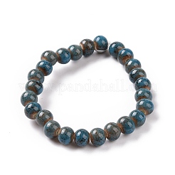 Handmade Fancy Antique Glazed Porcelain Ceramic Round Beads Strands&nbsp;PORC-L019-6mm-M