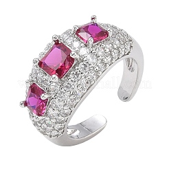 Brass Micro Pave Cubic Zirconia Cuff Open Rings for Women&nbsp;RJEW-L343-13P-06