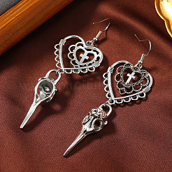 Gothic Heart Cross Skull Dangle Earrings&nbsp;MU2245