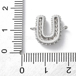 Brass Micro Pave Cubic Zirconia Letter Links&nbsp;KK-I717-04U-P