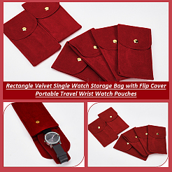 Rectangle Velvet Single Watch Storage Bag with Flip Cover&nbsp;ABAG-WH0038-59