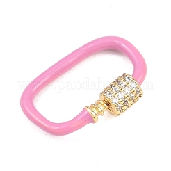 Oval Brass Micro Pave Clear Cubic Zirconia Screw Carabiner Clasps&nbsp;KK-B167-01B-02G