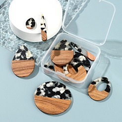 10Pcs 5 Style Resin & Walnut Wood Pendants&nbsp;RESI-LS0001-44