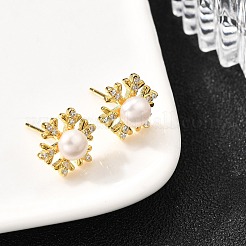 925 Sterling Silver Clear Cubic Zirconia Stud Earrings&nbsp;EJEW-L300-10G