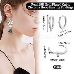 14Pcs Brass Micro Pave Clear Cubic Zirconia Hoop Earring Findings&nbsp;ZIRC-BBC0003-50