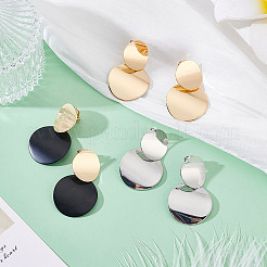 3 Pairs 3 Colors Iron Alloy Flat Round Clip-on Earrings&nbsp;EJEW-ME0001-14