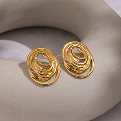 Spiral Oval 304 Stainless Steel Stud Earrings&nbsp;SU9252