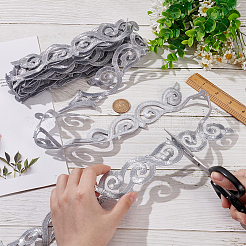 Iron on/Sew on Polyester Embroidery Auspicious Clouds Lace Ribbon&nbsp;OCOR-WH0088-45A