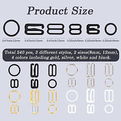 240Pcs 24 Styles Iron & Alloy Underwear Strap Adjustment Buckles&nbsp;FIND-GF0009-26