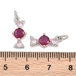 Brass Micro Pave Fuchsia Cubic Zirconia Pendants&nbsp;CU-CBA7E9C-05P