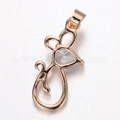 Brass Micro Pave Cubic Zirconia Pendants&nbsp;ZIRC-P015-14KCG