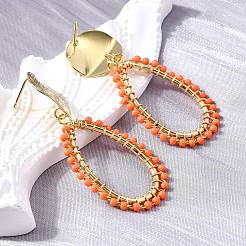 Teardrop Brass Dangle Stud Earrings&nbsp;EJEW-S261-04G