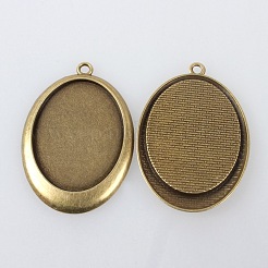 Vintage Tibetan Style Alloy Pendant Cabochon Settings&nbsp;X-TIBEP-M018-76AB-NF