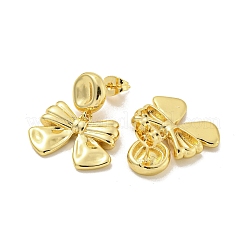 Bowknot Rack Plated Brass Stud Earrings for Women&nbsp;EJEW-Z051-03G