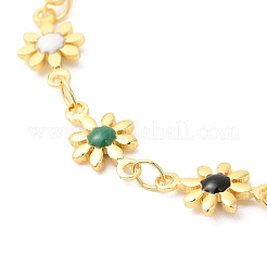 Colorful Enamel Flower Link Chain Bracelet&nbsp;BJEW-G672-01G