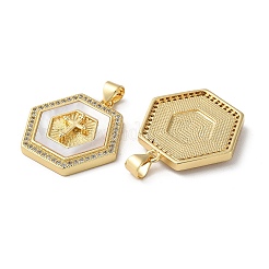 Brass Micro Pave Cubic Zirconia Pendants&nbsp;KK-D057-19G