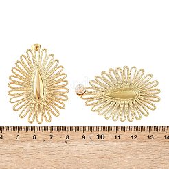 Adjustable 304 Stainless Steel Teardrop with Flower Stud Earrings&nbsp;EJEW-B155-01G