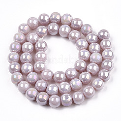 Electroplate Opaque Glass Beads Strands&nbsp;GLAA-T032-P8mm-AB07