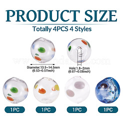 4Pcs 4 Colors Transparent Glass Beads&nbsp;GLAA-TA0003-98