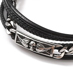 Braided Microfiber Leather Multi-strand Bracelets&nbsp;BJEW-B096-08B