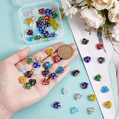 60Pcs Handmade Millefiori Glass Heart Beads&nbsp;LK-HY0001-01
