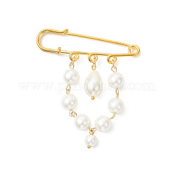 3Pcs 3 Styles Iron Glass Pearl Beads Kilt Pins Brooch&nbsp;JEWB-BR00188