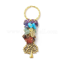 Chakra Natural Gemstone Chip Pendant Keychain&nbsp;KEYC-JKC00414-01