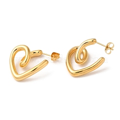 Ion Plating(IP) 304 Stainless Steel Heart Stud Earrings&nbsp;EJEW-K244-43G
