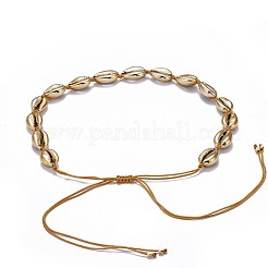 Cowrie Shell Beads Necklaces with Nylon Thread Cord and Brass Beads&nbsp;NJEW-JN02406
