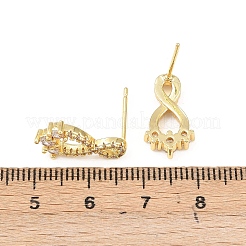 Brass Micro Pave Clear Cubic Zirconia Infinity Stud Earrings&nbsp;EJEW-F400-13G