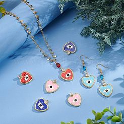 SUPERFINDING 8Pcs 4 Colors Rack Plating Brass Cubic Zirconia Pendants&nbsp;KK-FH0003-33