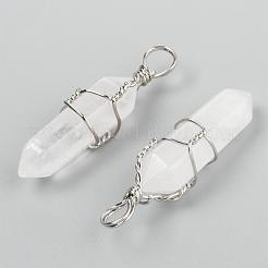 Natural Quartz Crystal Double Terminated Pointed Pendants&nbsp;G-J062-05P