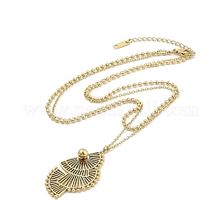 304 Stainless Steel Fan Pendant Cable Chain Necklaces&nbsp;NJEW-H044-06G