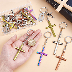 16Pcs 4 Colors Alloy Cross Charm Keychains&nbsp;KEYC-PH01546