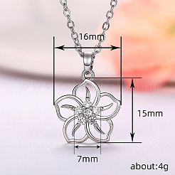 Sakura Brass Micro Pave Clear Cubic Zirconia Pendant Necklaces for Women&nbsp;FS-WG50C9C-01