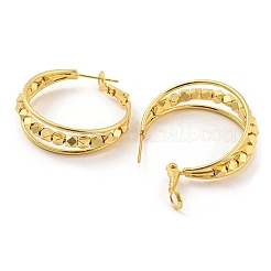 Rack Plating Brass Polygon Beaded Hoop Earrings&nbsp;EJEW-K263-11G