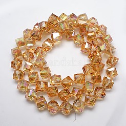 Full Rainbow Plated Crystal Glass Cube Beads&nbsp;X-EGLA-F023-B04