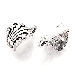 Flower Tibetan Style Alloy Tube Bails&nbsp;TIBE-Q046-04AS-LF