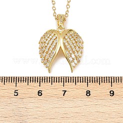 Brass Micro Pave Clear Cubic Zirconia Angel Wings Pendant Necklaces&nbsp;NJEW-Z088-02G