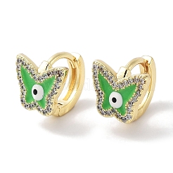 Brass Micro Pave Clear Cubic Zirconia Butterfly Hoop Earrings&nbsp;EJEW-L269-125G
